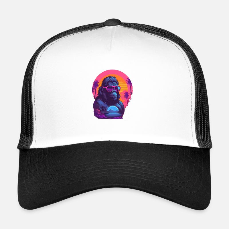 Synthwave gorilla wearing sunglasses Trucker Cap