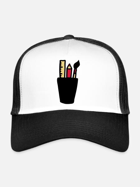 Pen - Brush - Ruler - Trucker Cap - white/black - Front