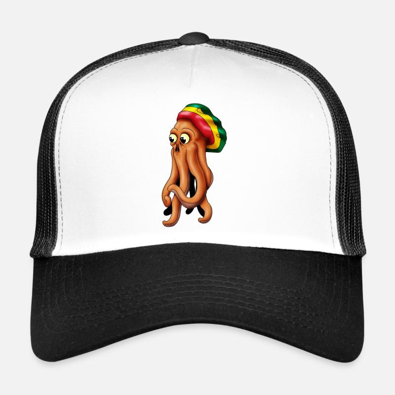 rasta cthuhlu pieuvre - Casquette trucker  - blanc/noir