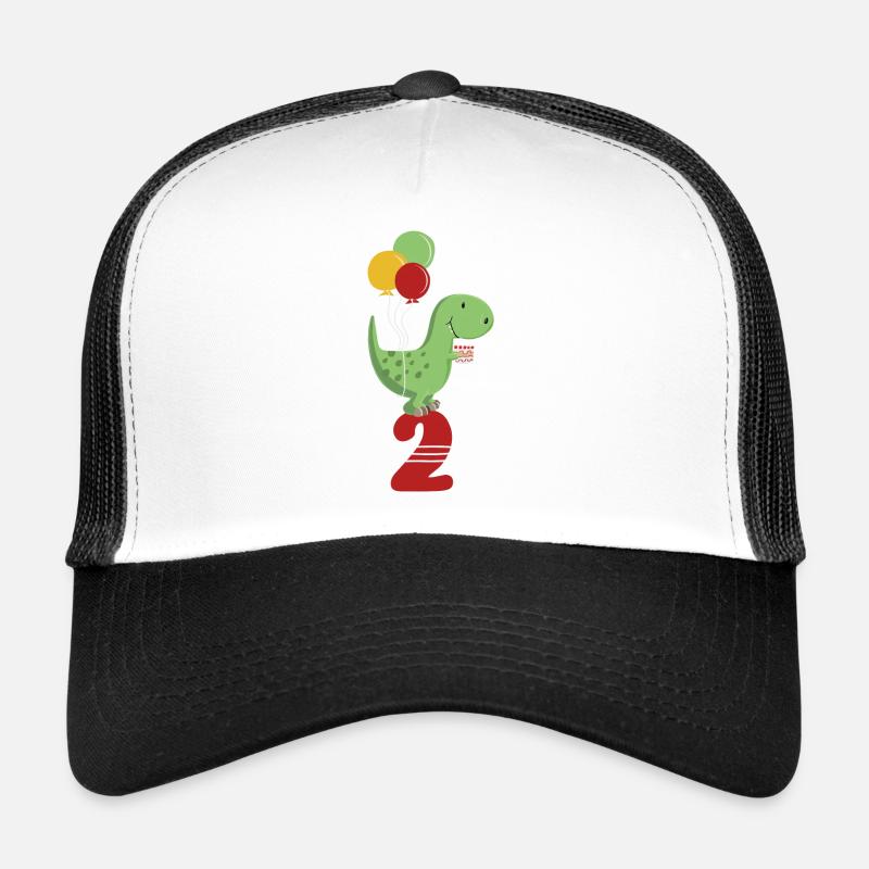 Second Birthday Boy T Rex Dinosaur - Casquette trucker  - blanc/noir