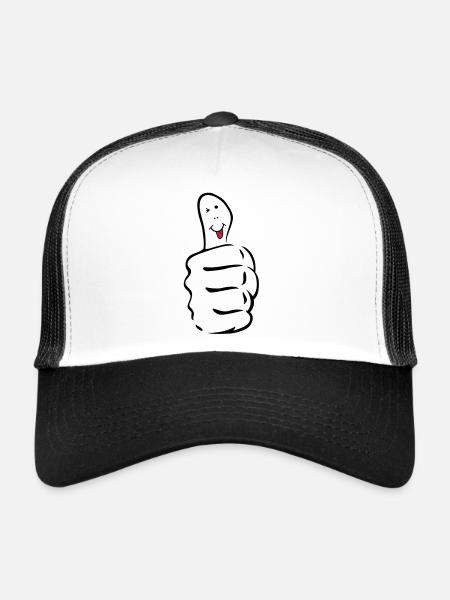 daumen_hoch_zunge_raus - Trucker Cap - white/black - Front