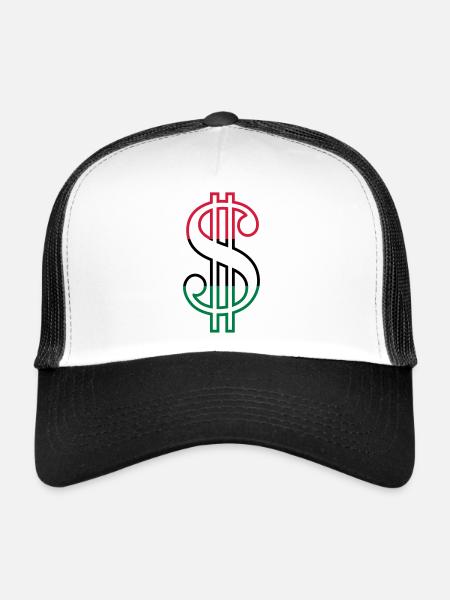Signe dollar - Casquette trucker  - blanc/noir - Devant