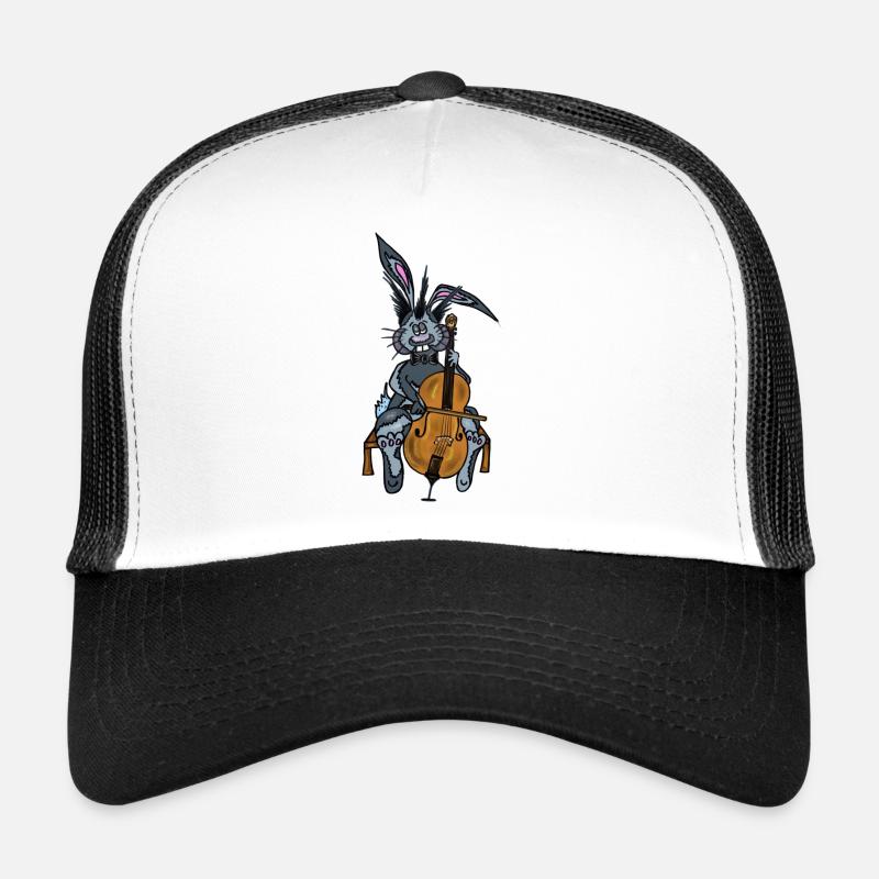 Mischa le lapin joue du violoncelle - Casquette trucker  - blanc/noir