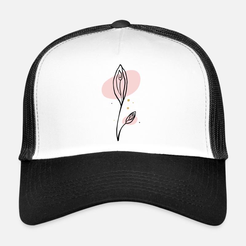 Pink Abstract Leaf Line Art Trucker Cap