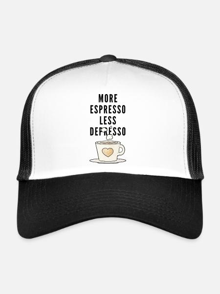 More Espresso less Depresso - Casquette trucker  - blanc/noir - Devant