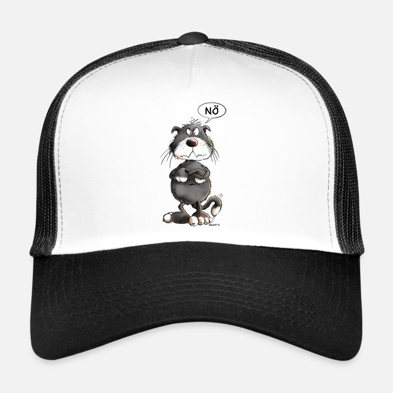 Schwarze Nö Katze I Katzenmotiv Comic Statement - Trucker Cap - Weiß/Schwarz