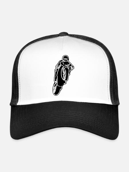 Wheelie extreme avec moto à la course - W/S - Casquette trucker  - blanc/noir - Devant
