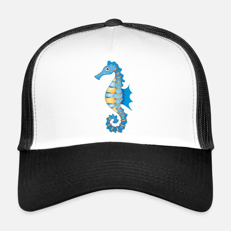 niedliches blaues Seepferdchen im Comic Stil Trucker Cap
