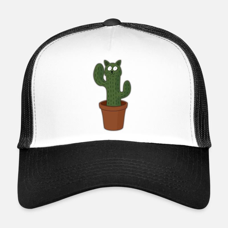 Chat comme cactus dans un pot de fleurs Casquette trucker 