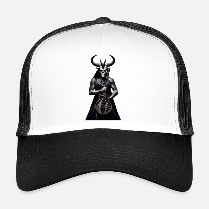 Dämon mit Gitarre, Heavy Metal - Trucker Cap - Weiß/Schwarz
