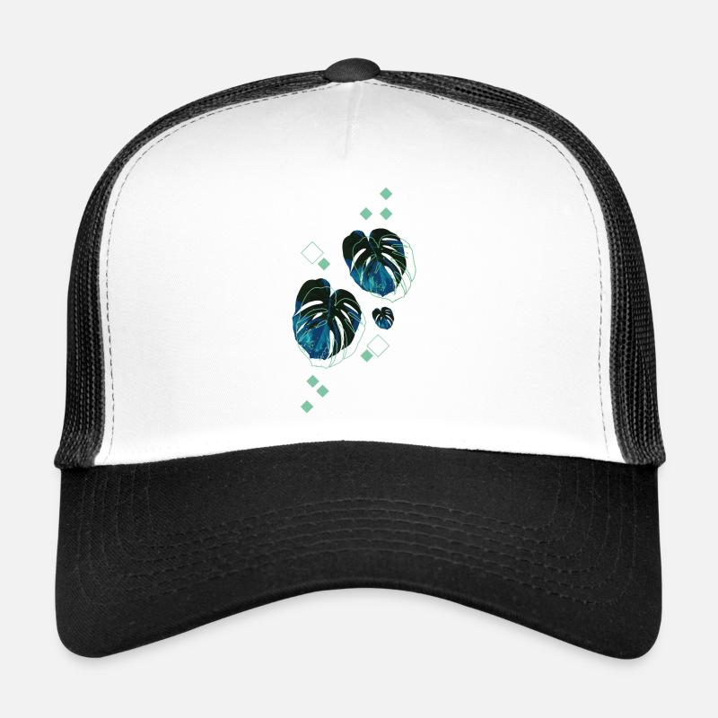 Monstera Blatt - Trucker Cap - Weiß/Schwarz