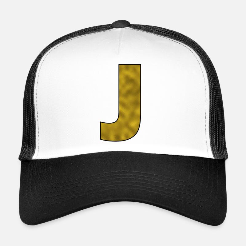 Letter J Gold Trucker Cap