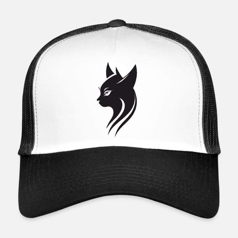 Katzen Kopf - Trucker Cap - Weiß/Schwarz