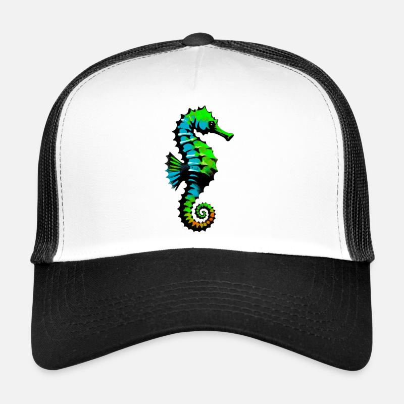 Seepferdchen - Trucker Cap - Weiß/Schwarz