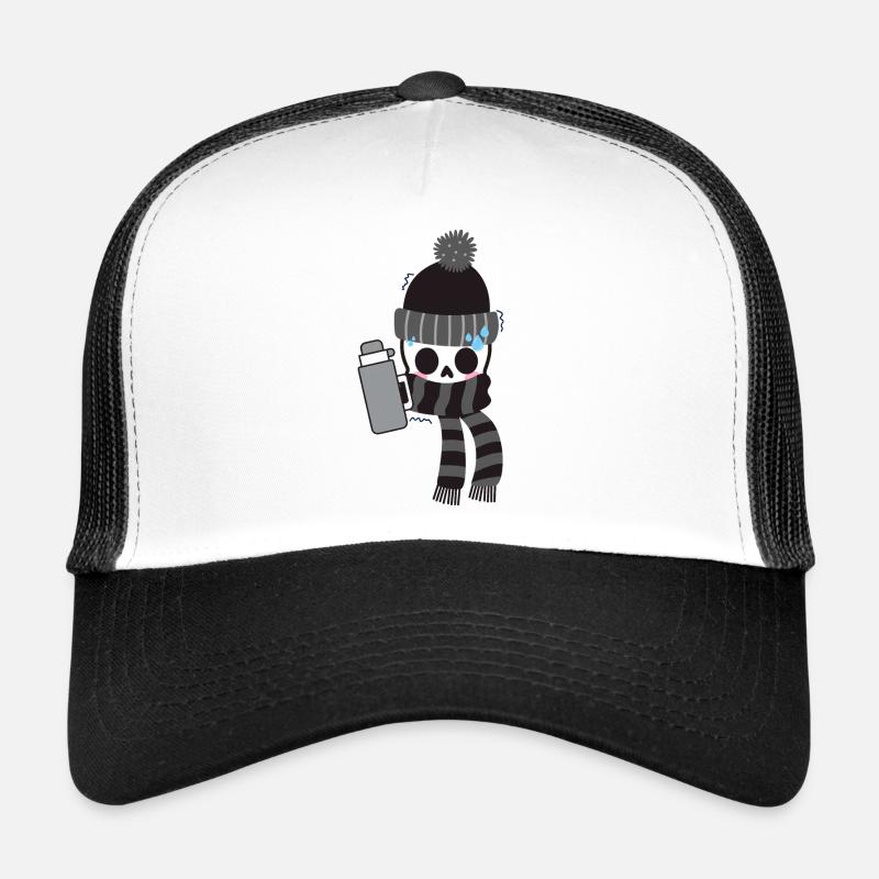 Squelette avec bouteille frissonnant et transpirant Casquette trucker 