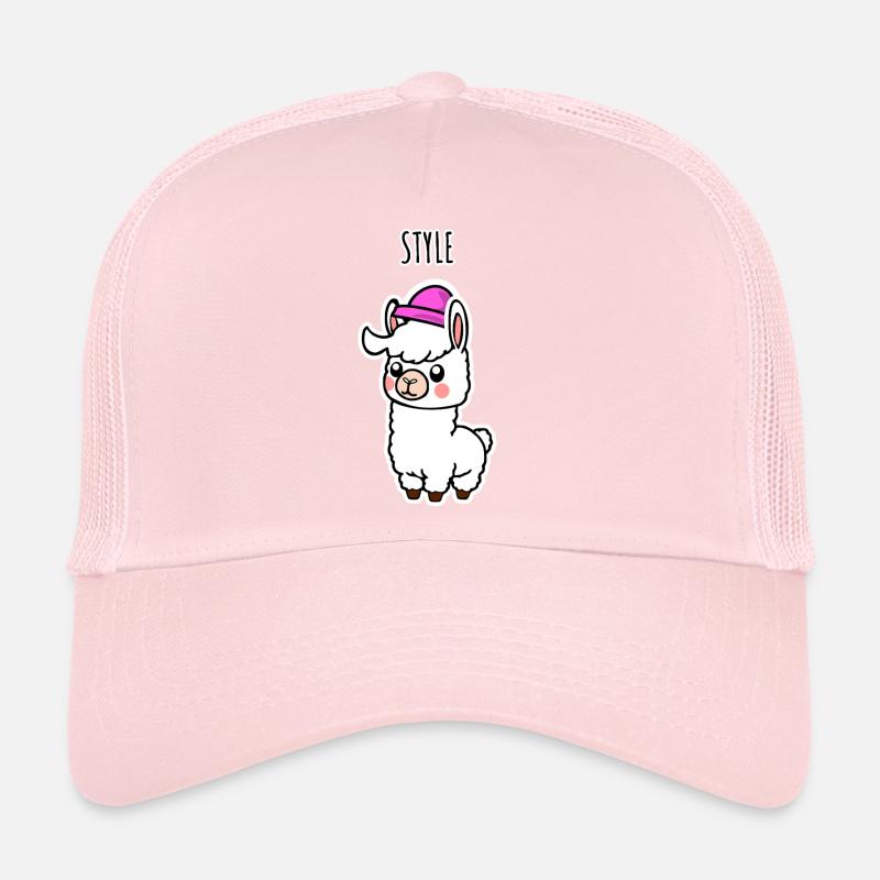 Llama STYLE! Cute little llama with hat Trucker Cap
