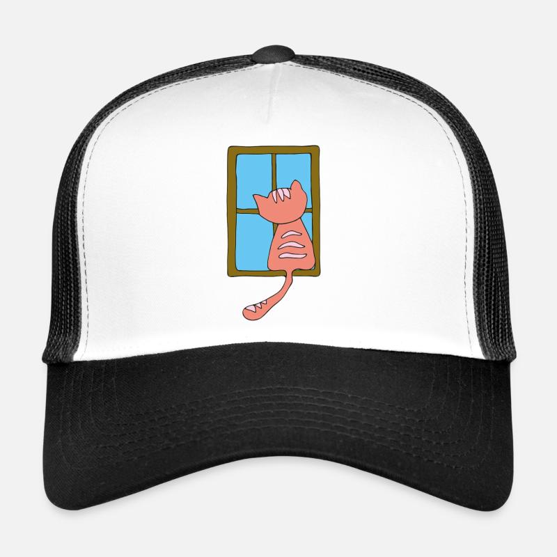 Chat à la fenêtre rose Casquette trucker 
