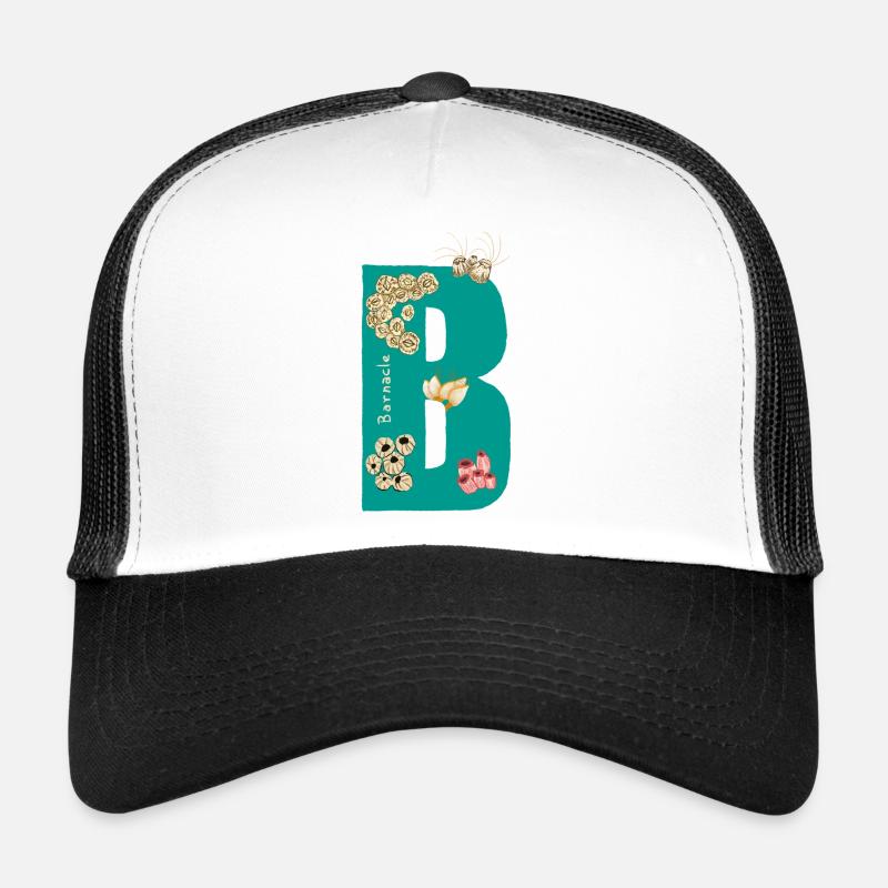 Buchstabe B mit natürlichen Elementen Blau Grün - Trucker Cap - Weiß/Schwarz