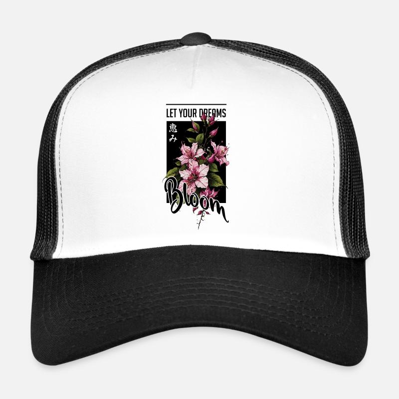 Night Hibiscus Script in Pink Trucker Cap