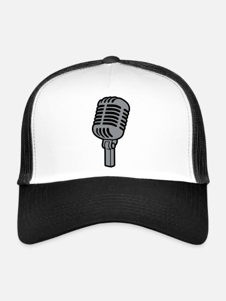 Mikrofon Sänger Mikrophon Musiker Musik - Trucker Cap - Weiß/Schwarz - Vorne