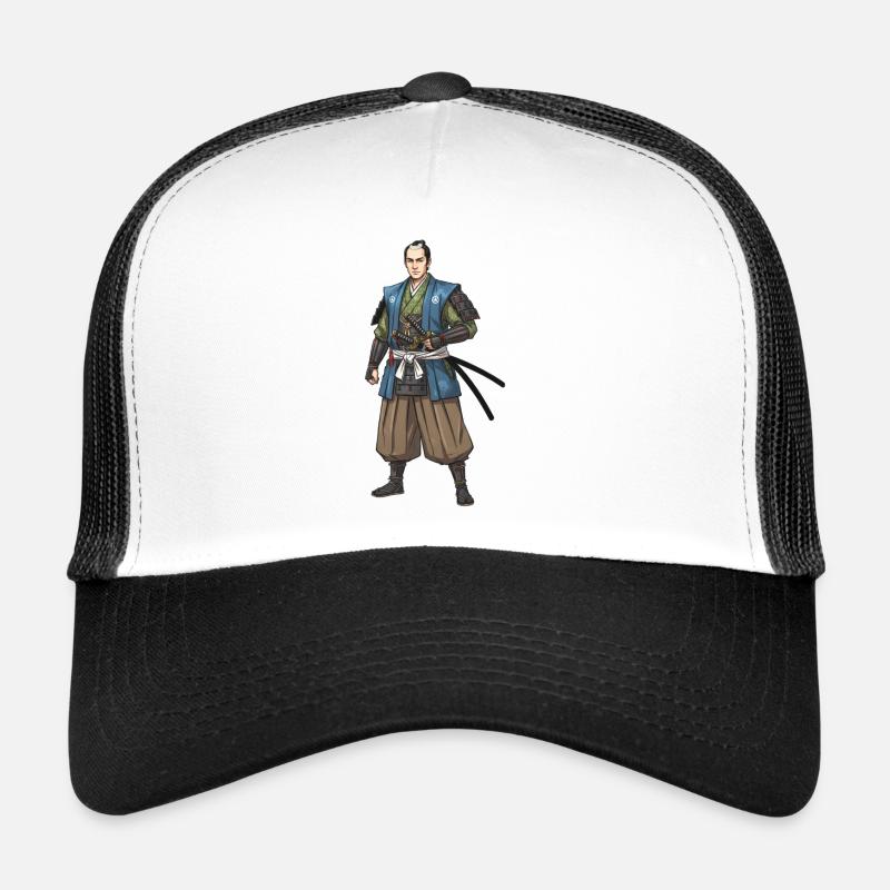 Samouraï Edo en veste bleue Casquette trucker 