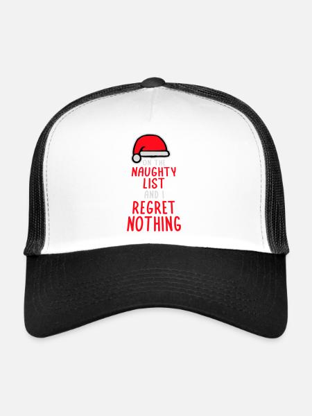 On the naughty list and regret nothing XMas Spruch - Trucker Cap - white/black - Front