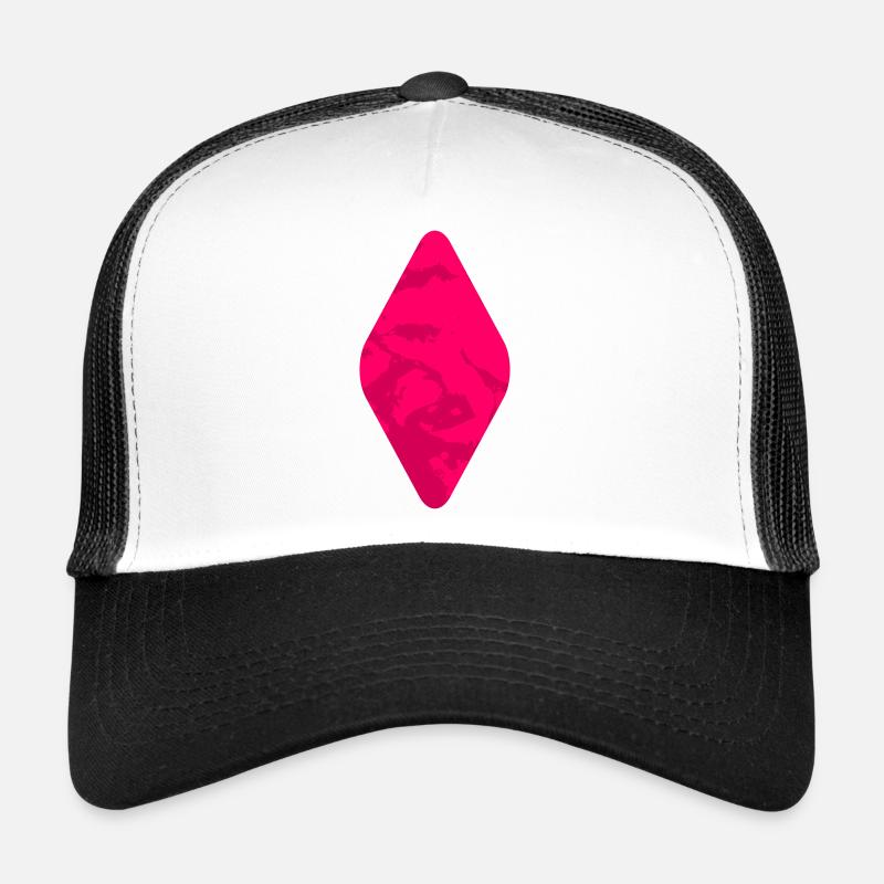 Neon Pink Diamond Mosaic - Trucker Cap - white/black