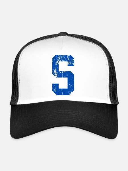 Lettre s sport rétro  - Casquette trucker  - blanc/noir - Devant