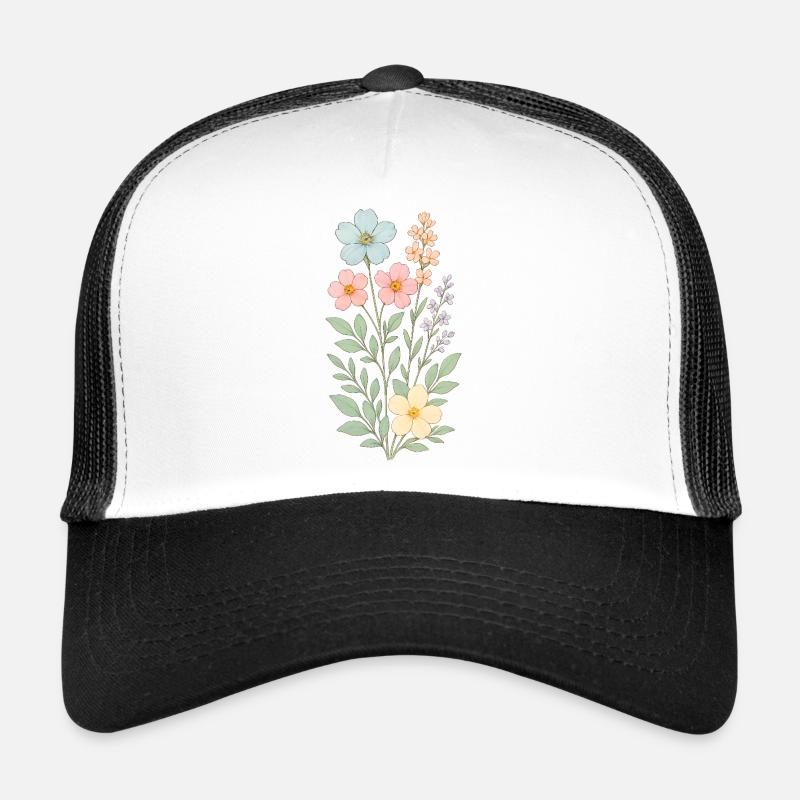 Bouquet de fleurs pastel Casquette trucker 