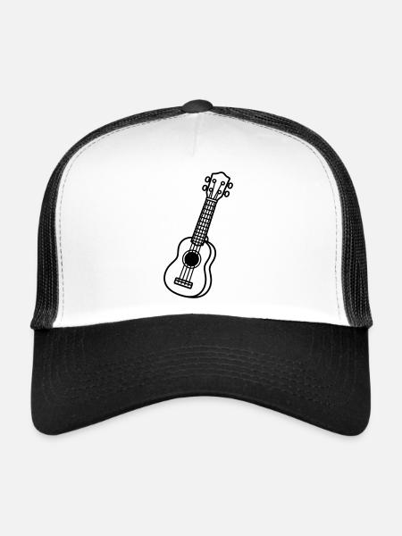 Ukulélé - Casquette trucker  - blanc/noir - Devant