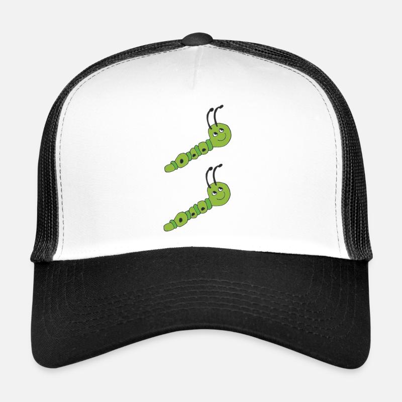 Dessin animé de chenille verte Casquette trucker 