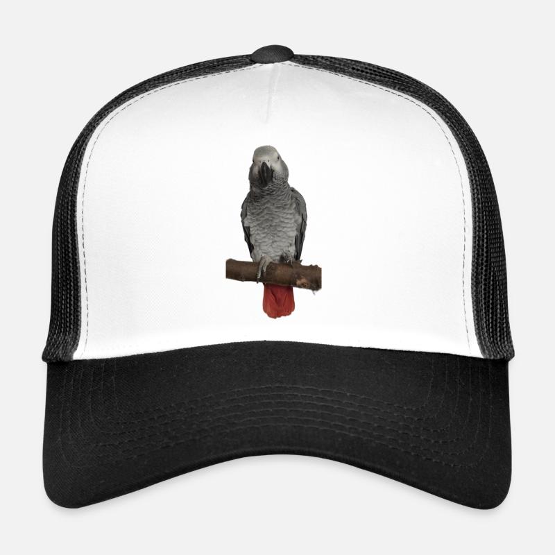 Perroquet gris sur branche Casquette trucker 
