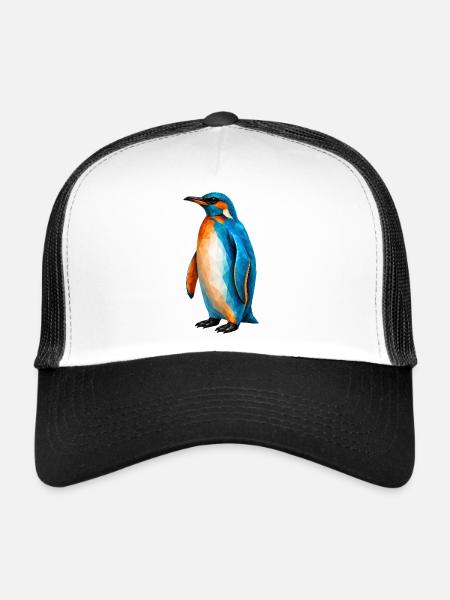 Kingfisher Penguin – Low Poly Art - Trucker Cap - white/black - Front