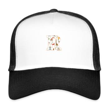 Buchstabe R, Monogramm, Tiermuster - Trucker Cap - Weiß/Schwarz - Vorne