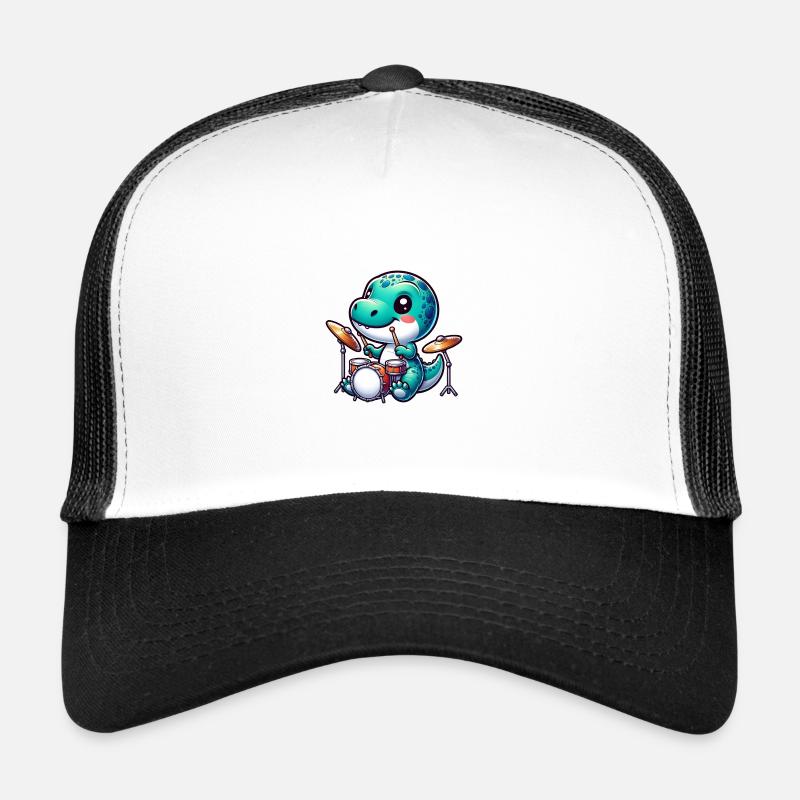 Cute Dinosaur Plays Drums Trucker Cap