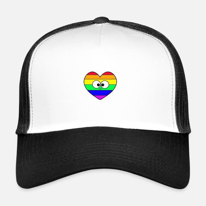 Regenbogen Herz - Trucker Cap - Weiß/Schwarz