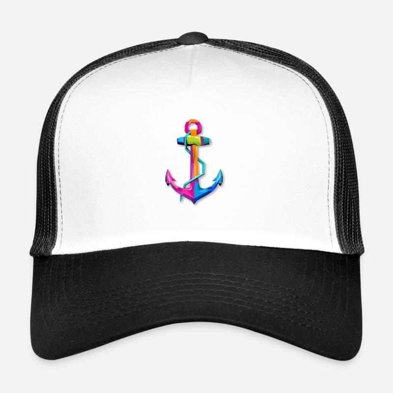 Anker Anchor Schiff Ship Sommer - Trucker Cap - Weiß/Schwarz