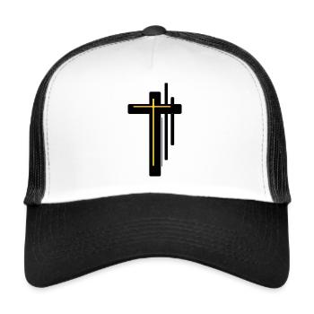 Christliches Kreuz - Trucker Cap - Weiß/Schwarz - Vorne