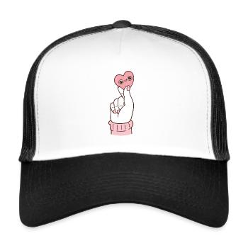 Montrez un peu d'amour, le cœur sur le doigt - Casquette trucker  - blanc/noir - Devant