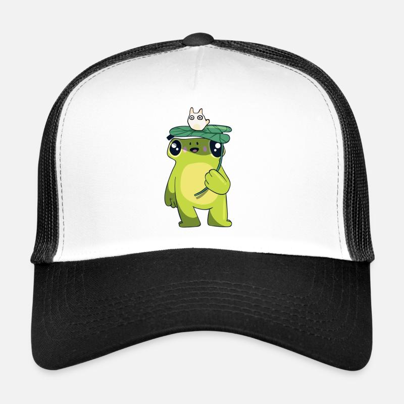 Grenouille avec feuille Casquette trucker 