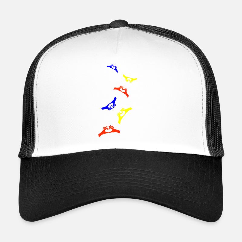 Hände Herz Bunt - Trucker Cap - Weiß/Schwarz