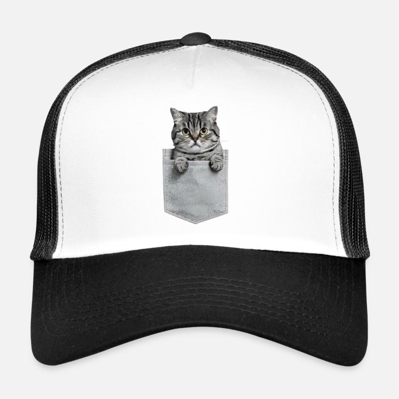 Britisch Kurzhaar Katze in der Tasche Geschenk - Trucker Cap - Weiß/Schwarz