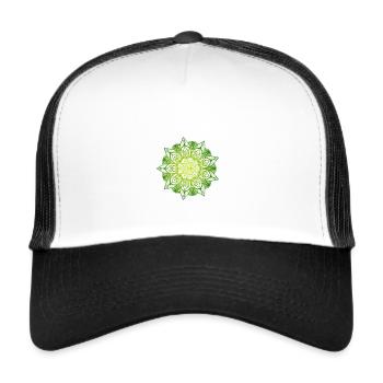 Explosion de dégradé vert Mandala Energy - Casquette trucker  - blanc/noir - Devant
