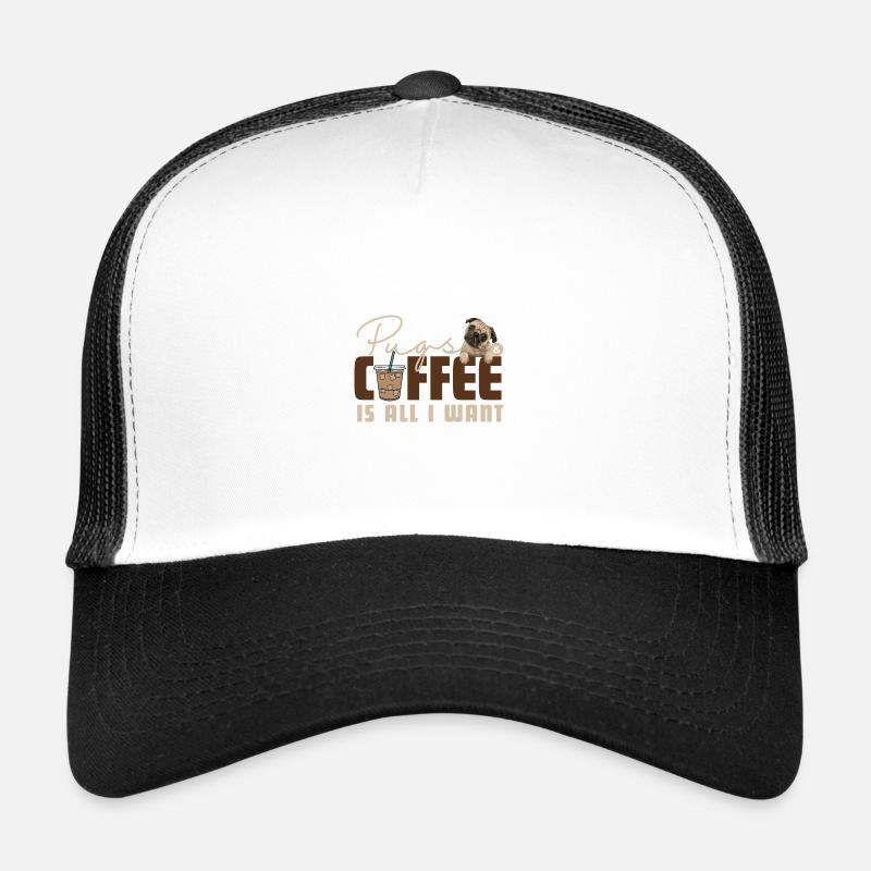 Stylisches Möpse & Kaffee Schrift-Design Trucker Cap