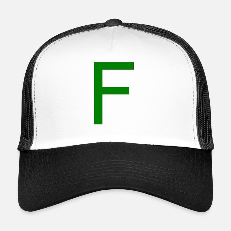 F gruen Buchstabe Alphabet - Trucker Cap - Weiß/Schwarz