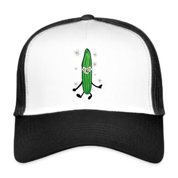 cucumber ,flowers,comic,flower power - Trucker Cap - white/black - Front