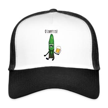 Gurke,Partygurke,Bier, o'zapft is - Trucker Cap - Weiß/Schwarz - Vorne