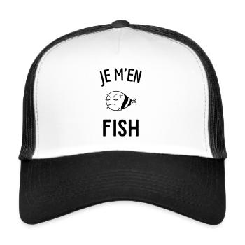 Je m'en fish - Casquette trucker  - blanc/noir - Devant