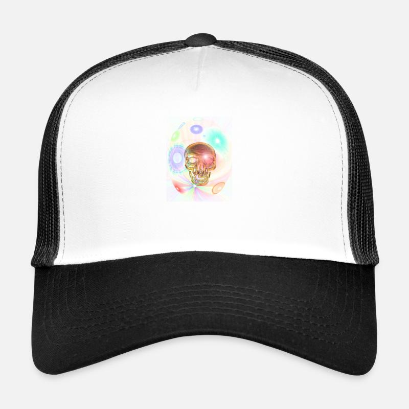 Kosmos Ei mit Totenkopf - Trucker Cap - Weiß/Schwarz