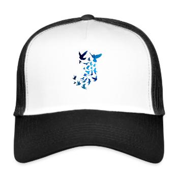 pigeons,deaf,birds,flocks of birds,colorful,graffiti, - Trucker Cap - white/black - Front